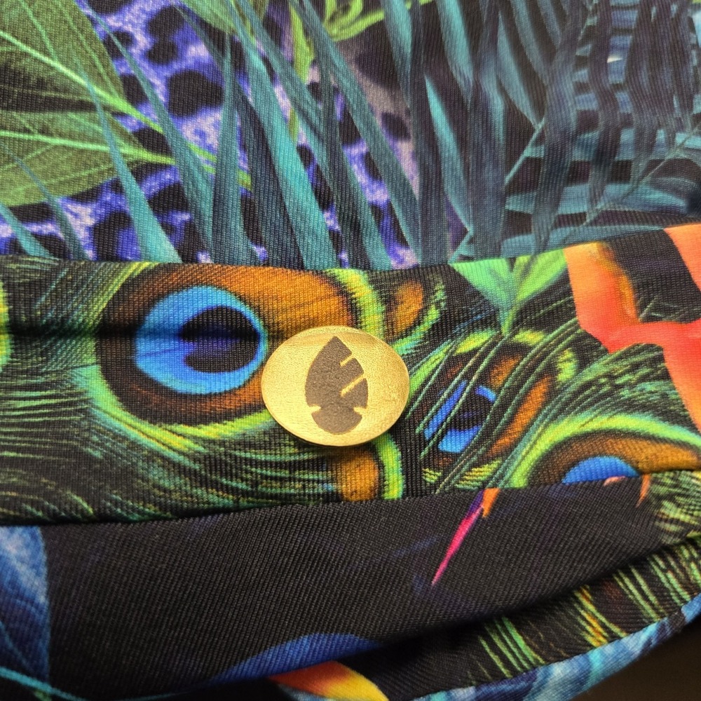 Dona Jo Tankini Top Size 2 Tropical Peacock Tie Back Maximalist Indie Art Beach - Picture 4 of 7